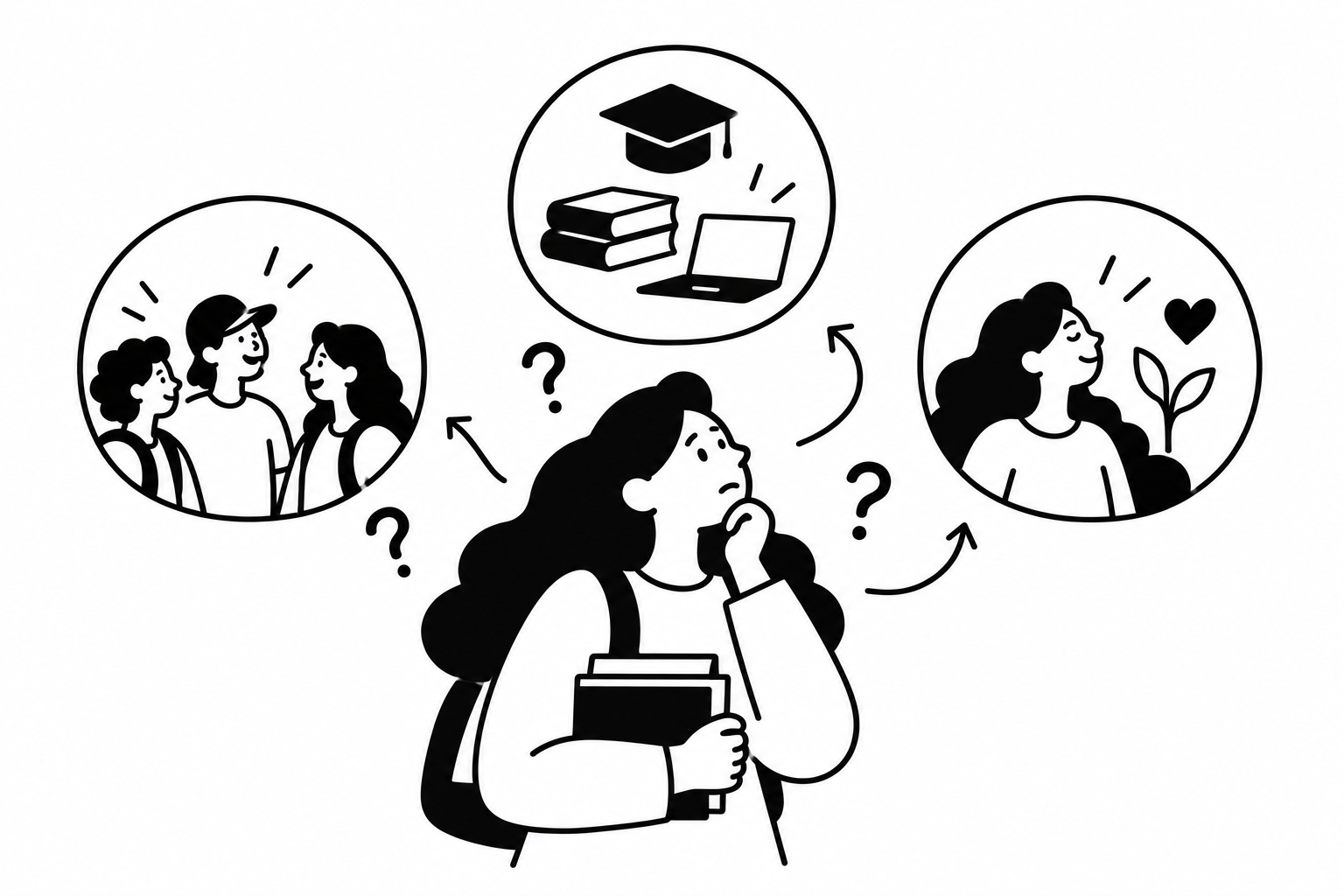 A student thinking through friends, school, and taking care of themselves